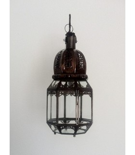 Fer octogonale lanterne percé - pour accrocher ou à poser - 37 cm