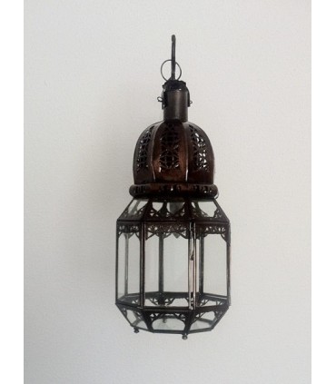 Farol Octogonal De Hierro Calado - Para Colgar o Posar  - 37 cm