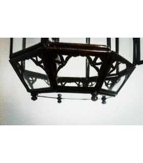 Fer octogonale lanterne percé - pour accrocher ou à poser - 37 cm