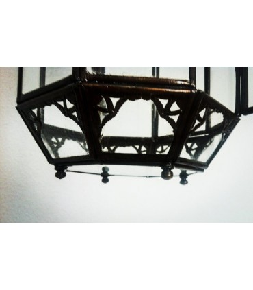 Fer octogonale lanterne percé - pour accrocher ou à poser - 37 cm