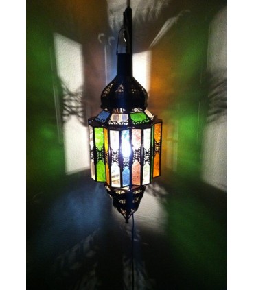 Lampe octogonale Andalusi - verre - 60 cm