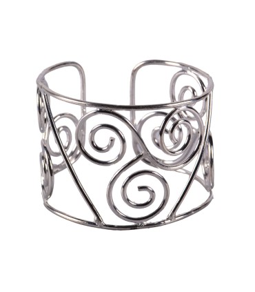 Brazalete Metal Plateado - Triple Remolino