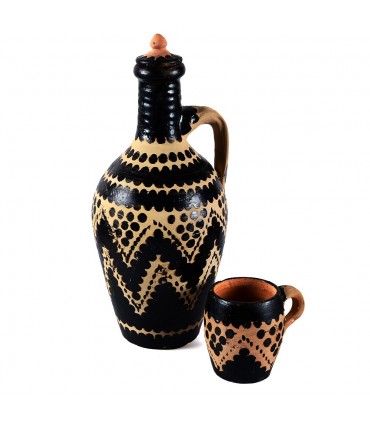 Jeu carafe avec verres style berbère - céramique - pièce d'artisanat