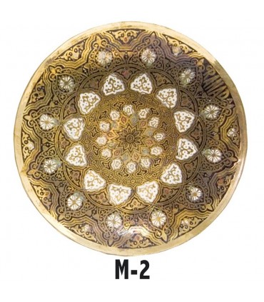 Plaque de bronze gravée - dessins géométriques arabes - 13 cm