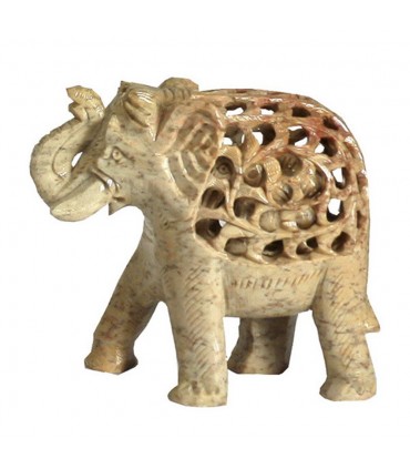 Elefant durchbrochene Onyx mit Kind innen - Kunsthandwerk - 13 cm - Glück