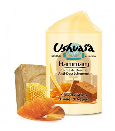 Creme de banho - banho de USHUAIA - vapor - com sabão de Alepo e Acacia mel - PH neutro - 250ml