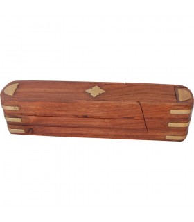 Red Wood Pencilbox - Incense Box - Rotating - 3 Compartments
