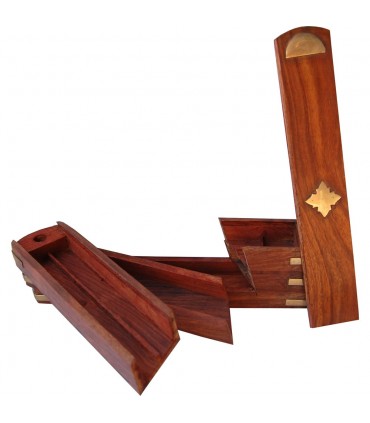 Red Wood Pencilbox - Incense Box - Rotating - 3 Compartments