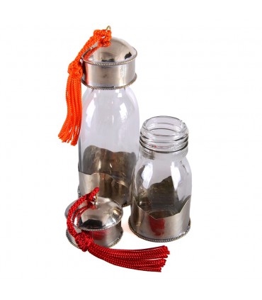 Vaso di cristallo - rivestito con Alpaca - oli speciali