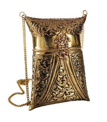 Kuh und Messing - Horn-Tasche von Hand - Kette und schließen - vertikale Modell