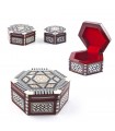 White Mother of Pearl Hexagonal Box - Egyptian Inlay - 2 Sizes