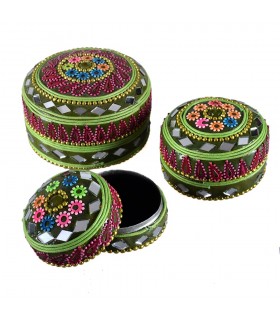 Scatole gioco 3 brillanti glitter Floral-velluto - colori