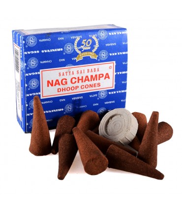 Coni incenso Nag Champa - SATYA - 12 unità - include Base