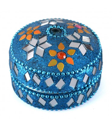 Box shiny round - inside velvet - assorted colors