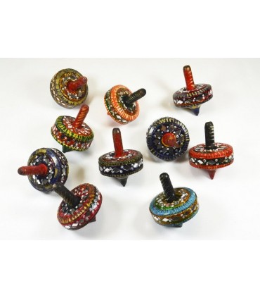 Peonza Artesanal De Madera - Pintada y Hecha A Mano - Novedad