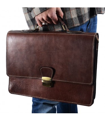 Couro de pasta Office - 3 compartimentos - dentro do bolso para celular - 38 cm