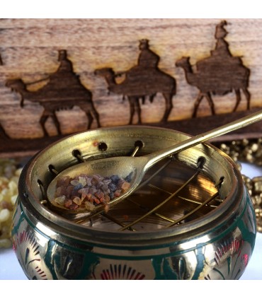 Confezione tesori d'Oriente - Incenso Mirra e oro - include pinzette incensiere e carbonio-