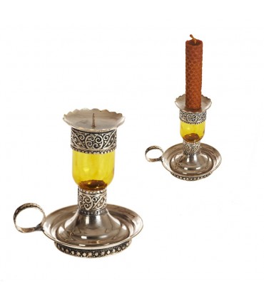 Portavelas Cristal con Alpaca - Plato - Varios Colores