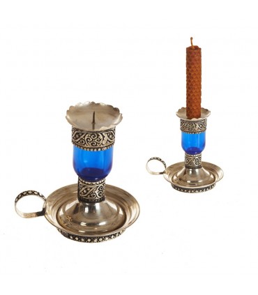 Verre Bougeoir avec le fil Alpaca - plaque - différentes couleurs