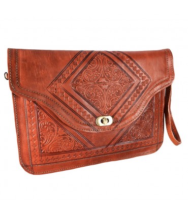 Tasche handgemachtes Leder - Hand oder hängende - 2 Fächer - Snap - in verschiedenen Farben - 31 cm