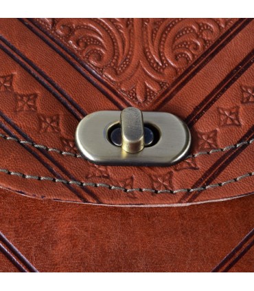 Bag Handmade Leather - hand or hanging - 2 compartments - snap - various colors - 31 cm