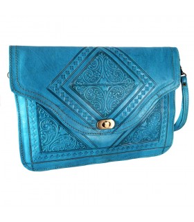 Bolso Cuero Artesanal - De Mano o Para Colgar - 2 Compartimentos - Cierre Fácil - Varios Colores - 31 cm