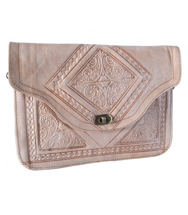 Bag Handmade Leather - hand or hanging - 2 compartments - snap - various colors - 31 cm