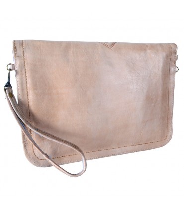 Bag Handmade Leather - hand or hanging - 2 compartments - snap - various colors - 31 cm