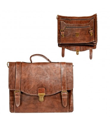 Handmade Leather Briefcase - 6 compartments - close security