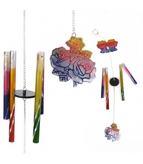 Fundição de vento - rosa Multicolor - campanha móvel - 35 cm