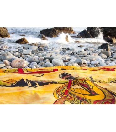 Stoff Baumwolle-Indien - Musiker Didgeridoo - 140 x 210 cm