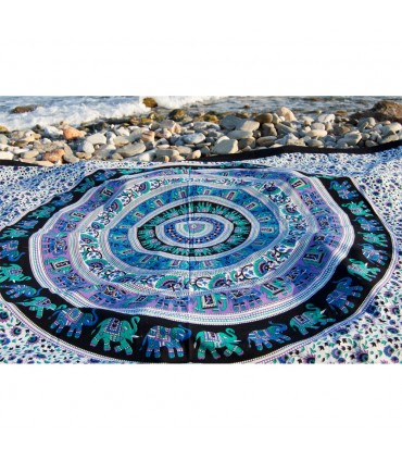 Baumwollgewebe Indien-Elefante Floral-Artesana Pecock - 210 x 240 cm