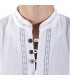 Algodão - camisa de pescoço branco bordado - vários tamanhos