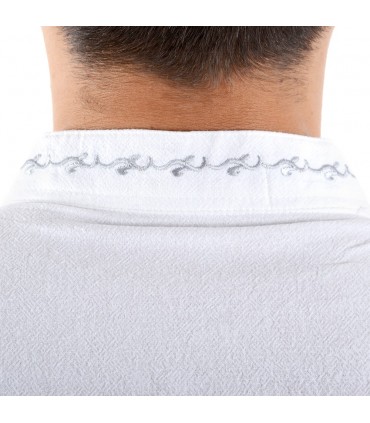 Algodão - camisa de pescoço branco bordado - vários tamanhos
