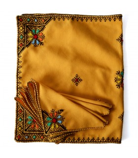 Juego Salvamanteles Y 4 Servilletas - Algodón Y Bordados - Oroducto Artesanal - Varios Colores