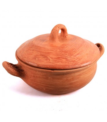 Clay pot - healthy cooking - 100% handmade - 21'5 cm