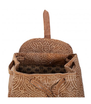 Geprägter Lederrucksack - Arabische Gravur - 2 Farben - 6 Fächer