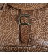 Mochila de couro com relevo - gravura árabe - 2 cores - 6 compartimentos
