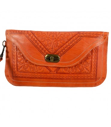 Leder Geldbörse mit Griff - Geprägtes Leder - Verschiedene Farben - 2 Größen