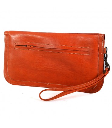 Portefeuille en cuir avec poignée - Cuir gaufré - Différentes couleurs - 2 tailles