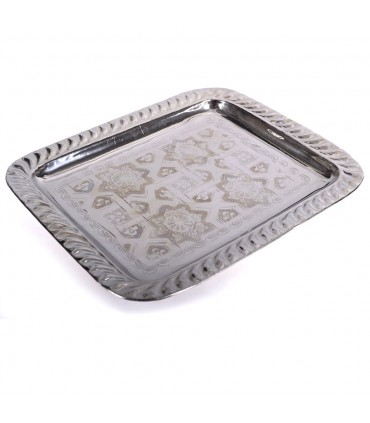 Rechteckiges Teetablett - Andalusische Gravur - Wellenrand