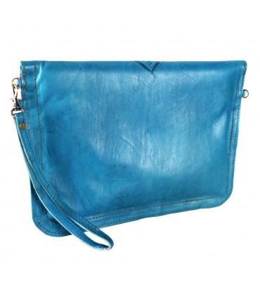 Bag Handmade Leather - hand or hanging - 2 compartments - snap - various colors - 31 cm