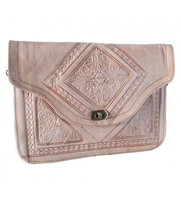 Bag Handmade Leather - hand or hanging - 2 compartments - snap - various colors - 31 cm