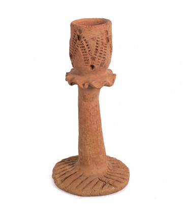 Castiçal de Barro - Feito à Mão - Feito à Mão - 15 cm