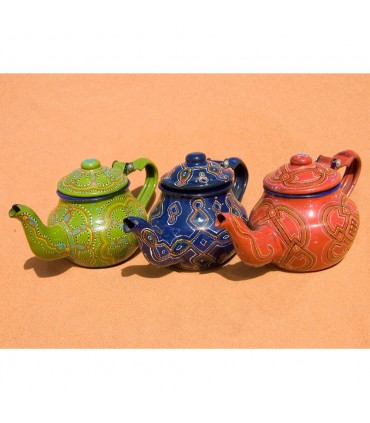 Hand Painted Teapot Mauritania - 3 Colors - Drawing Complex