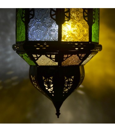 Lampe Arcos Andalus - Cristaux Colorés - 50 cm - Chaîne et Rosace de Plafond