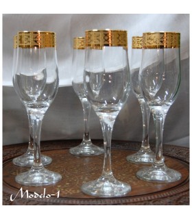 Jogo 6 copos - ouro - 4 modelos de borda