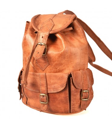 Sac à dos en cuir fait main - 4 compartiments - Modèle Beldi