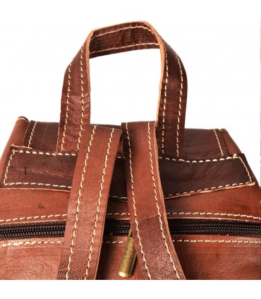 Sac à dos en cuir fait main - 4 poches - Modèle Hasam