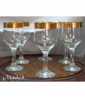 Jeu de 6 verres - or - 4 modèles de bord